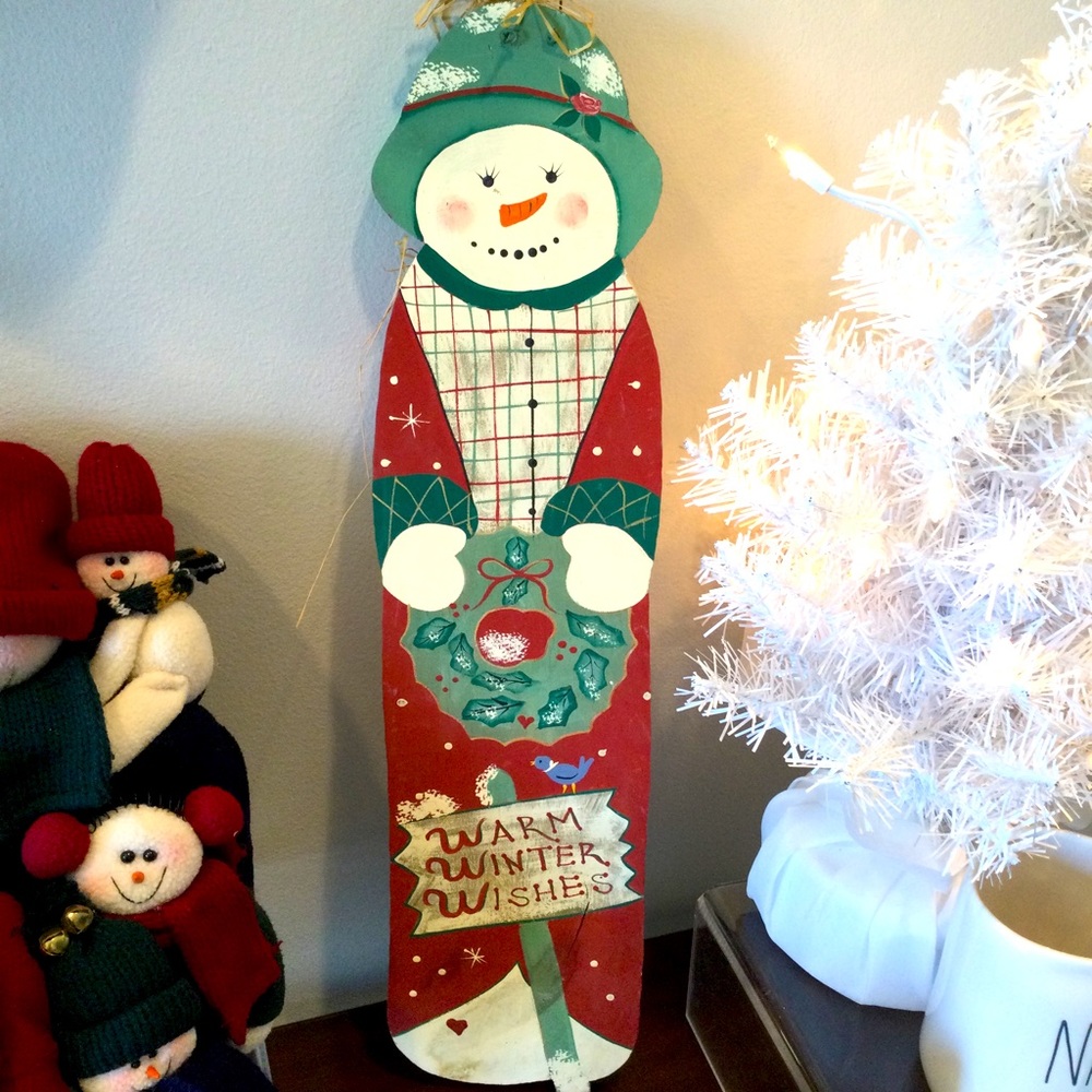 Snowman Wood Sign Vintage